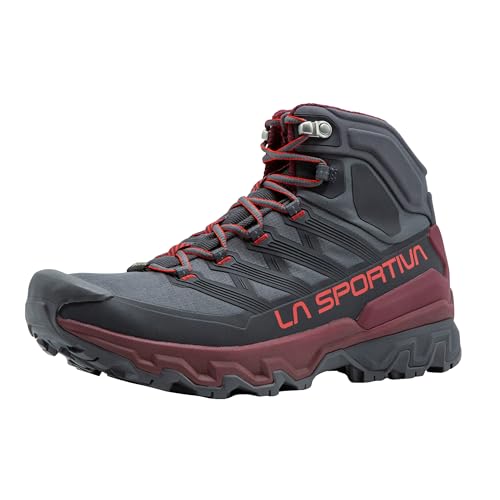 La Sportiva Men's Ultra Raptor 3 Mid GTX Waterproof Hiking Shoe, Carbon/Redwood, 11US(44.5EU Equivalent) - Gore-Tex Protection & Breathable - All-Terrain Grip & Ankle Support