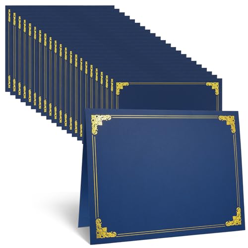 Papiers pour diplôme et supports de certificats bleu marine or 21,6x27,9cm
