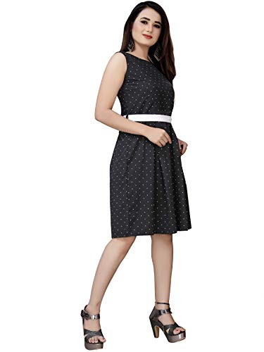 Image of AA Creation Block Print Designer Round Neck Knee Length Short Dress for Women & Girls