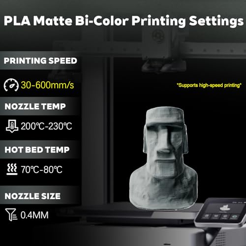 Image of Matte Dual Color Grey Black PLA 1.75mm 250g Small Spool 3D Printer Filament | Matte finish Bi Grey Black Coextrusion Hide layer lines Neatly wound Low warp No tangle 0.25kg spool for Bambu Prusa FDM