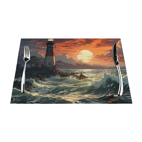 Sets de table vinyle de qualité supérieure résistants chaleur motif phare