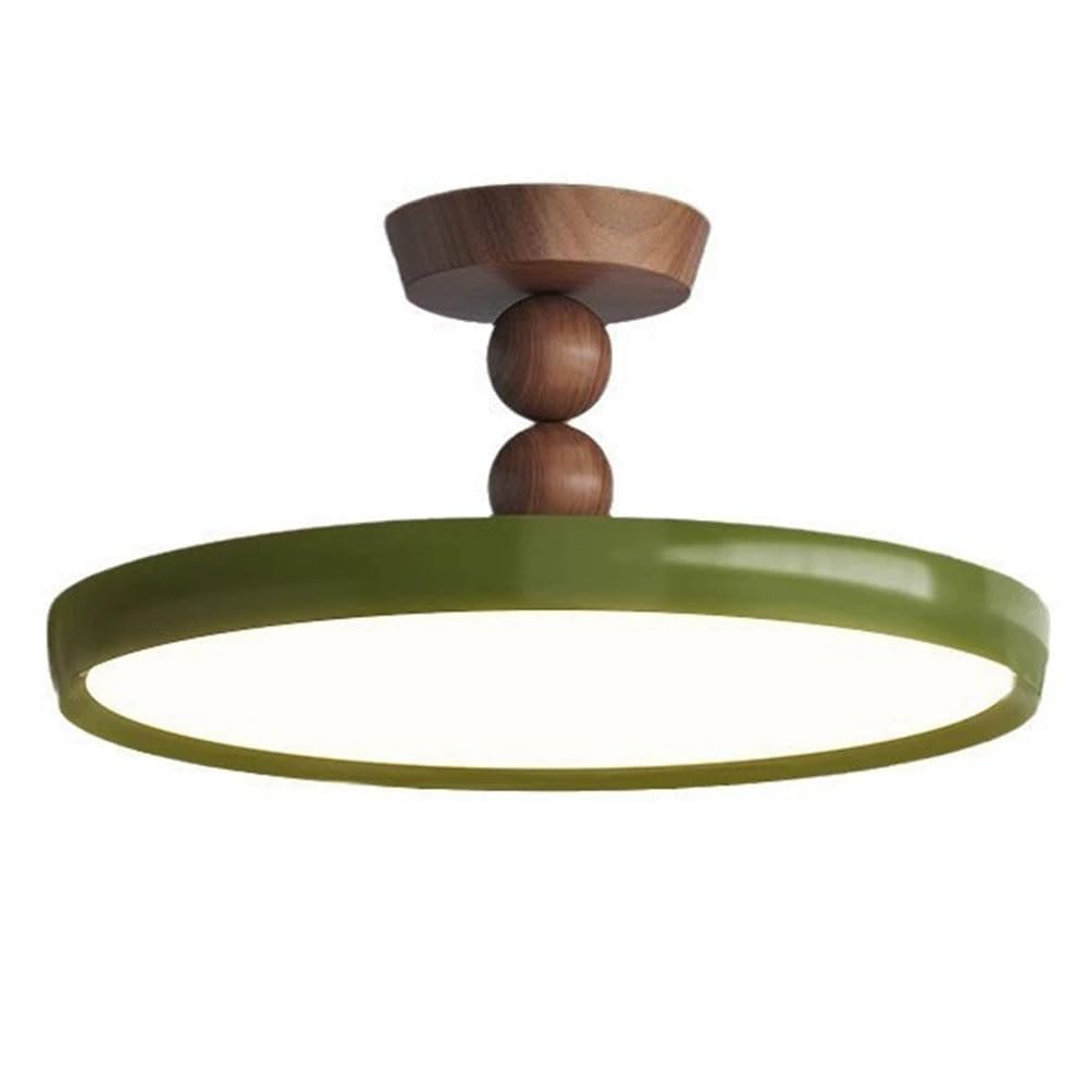 LYMSXAZOU Semi Flush Mount Ceiling Light Green Barn Industrial Farmhouse LED Fixture 1.5'' Flat Lamp Shade Modern Dimmable for Entryway, Hallway, Dining Room, Cafe
