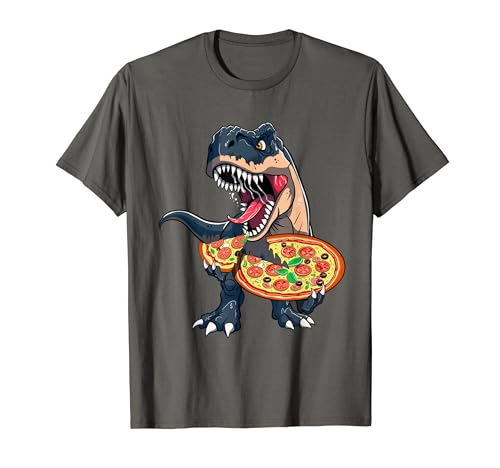 Pizzasaurus Rex Mangiare Pizza Dinosauro Uomini Ragazzi Bambini Maglietta