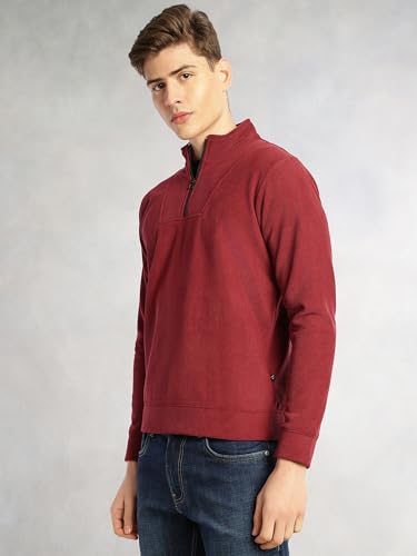 Image of Thomas Scott Men's | Regular Fit | Long Sleeves | High Neck | Solid | 100% Polyester | Knitted | Sweatshirt | Dry Clean Only