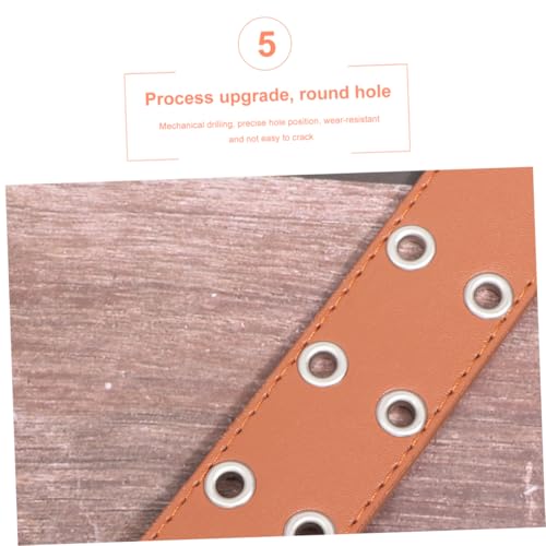NOLITOY Punk Style Double Row Belt for Men and Women Simple Waist Belt Brown for Jeans and Casual Wear Comfortable Pu and Material4