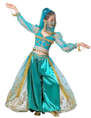 Girls Aladdin Jasmine Princess Dress Up Party Belly Dance Hallowe...