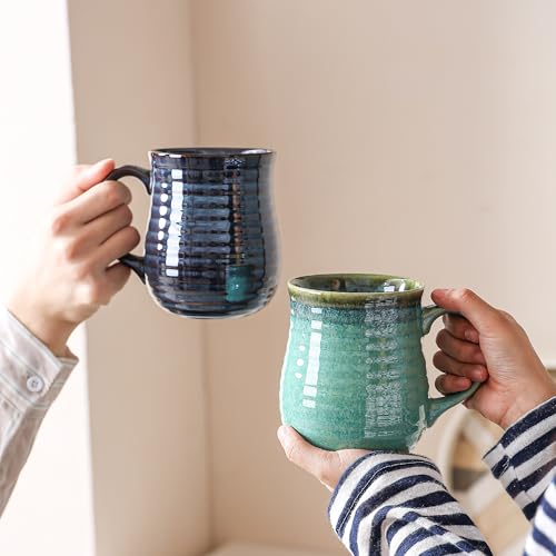 Taza de café grande de cerámica 23 oz color verde miniatura 6