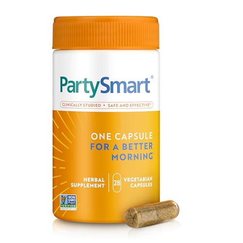 Himalaya PartySmart Clinically Studied Alcohol Breakdown Liver Support for a Better Morning After Drinking - Plant Based Vegan Non-GMO Gluten Free 28 Capsule Larger Size
