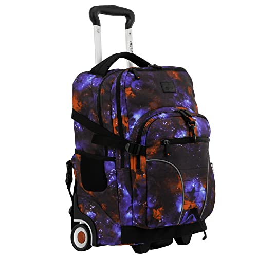 Image of J World Lunar Rolling Backpack. Laptop Bag With Wheels. Wheeled Carry-On Travel Luggage, Galaxy, 19.5 x 13 x 8 Inches
