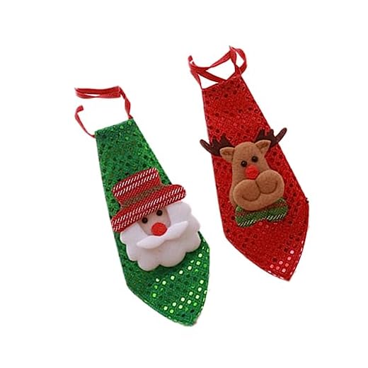 NOLITOY 2 Peças Acessórios De De Festa Para Crianças Enfeites De Natal Enfeites De Natal Gravata Masculina Gravata De Lantejoulas Decorações De Natal Presente Da Árvore De Natal
