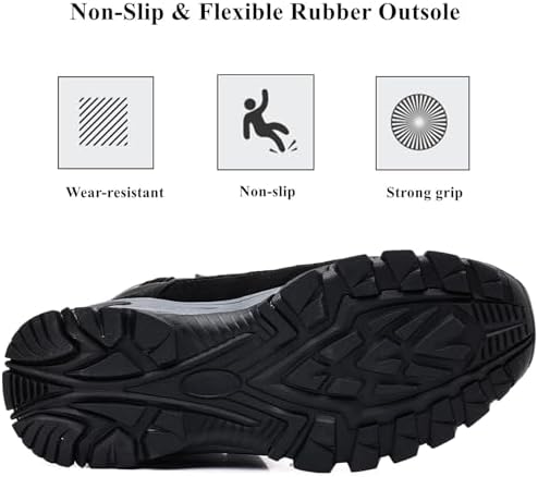 DADAWEN Men's Snow Boots Anti-Slip Waterproof Outdoor Shoes Warm Fur Lined Mid-Calf Winter Snow Boots Black US Size 10 | Image 3