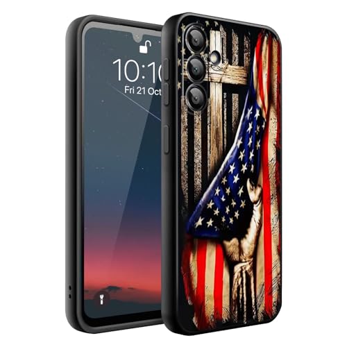 HQUSZPT Phone Case Compatiable for Samsung Galaxy S26 Plus 5G,Slim Shockproof Protective Cover for Man Women Girl Boy Children,Wooden Cross Power American Flag