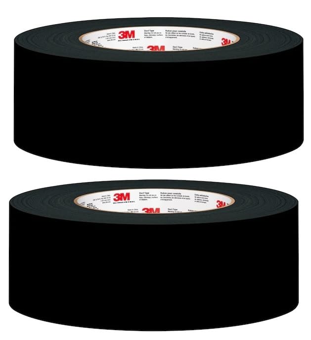 Image of 3M Tough Multi-Use Rubberized Black Duct Tape, Strong Adhesive and Water-Resistant, Multi-Surface Duct Tape for Indoor and Outdoor Use 1.88-in x 45 Yards, 2 Pack (3945-BK-2PK)