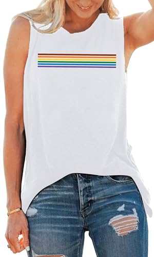 Pride Tank Tops for Women: LGBT Rainbow Graphic Tee Gay Pride Sleeveless Shirts Love is Love LGBTQ Vest Tanks