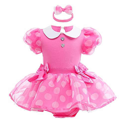 MYRISAM Costume de Carnaval pour Filles de Bébé Minnie Anniversaire de Princesse Tutu Robe Romper Bodysuit w/Bandeau Tenue de Noël Halloween 9-12 mois
