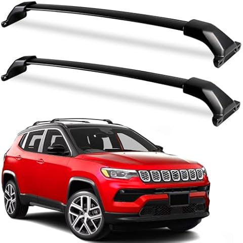KINGGERI 220lbs Roof Racks Cross Bars Fit for Jeep Compass 2018-2025, Aluminum Heavy Duty Roof Rails Crossbars Rooftop Cargo Basket Carrier Bag Luggage Rails Kayak Canoe Snowboard Skiboard Bike Cover