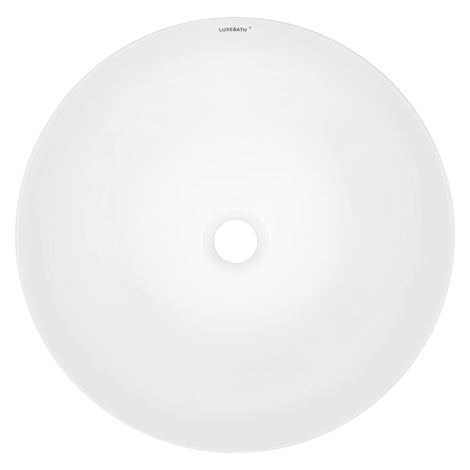 LuxeBath Lavabo Cerámico Blanco Redondo Ø 400 x 135 mm para Baño con Juego de Desagüe con Rebosadero Agujero de Conexión Estandar Lavamanos Sobre Encimera Diseño Moderno Fregadero Pila con Drenaje