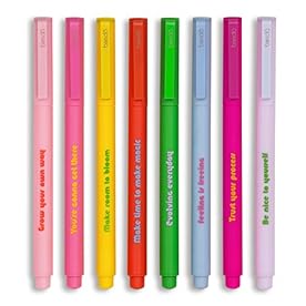 ban.do 8 Count Colored Pens, Fine Tip Pens with Assorted Ink Colors, Write On Felt Tip Pens for Journaling or Note Taking, Assorted