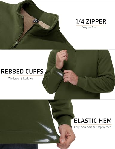 Image of MAGCOMSEN Men's Sherpa Lined Quarter Zip Fleece Heavyweight Pullover Winter Warm Sweatshirts