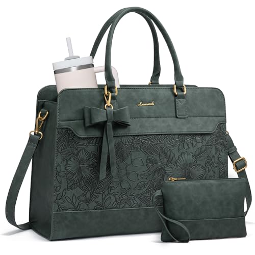 Image of LOVEVOOK Laptop Tote Bag for Women,Leather Work Bag, Waterproof Business Teacher Bag,Large Computer Handbag Purse Briefcase,Office Gifts for Women