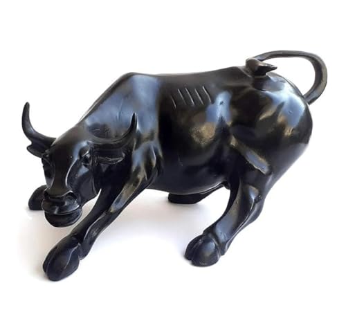 Image of UAG Exports Black Gloss Charging Bull Statue | Geometric Polyresin Bull Idol for Stock Market Success, Office Desk Decor, Trading Room Showpiece & Corporate Gifting (9 Inch)