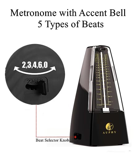 AUPHY Mechanical Metronome with Accent Bell, Classic Shape, Accurate Beat, Multiple Beat Modes, Suitable for Guitar Piano Drums Violin Saxophone etc - Image 3