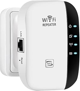 WiFi Range Extender, WiFi Signal Booster up to 300Mbps, 2.4G High Speed Wireless WiFi Repeater with Integrated Antennas Ethernet Port, Support AP/Repeater Mode and WPS Function, Easy to Install