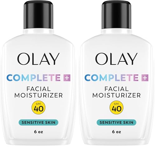 Image of Olay Complete+ Face Moisturizer with Sunscreen SPF 40,For Sensitive Skin,Broad Spectrum Sun Protection,Fragrence-Free-No White Cast on All Tones,Nourishes Moisture Barrier-Ceramides,6 Oz,(Pack of 2)