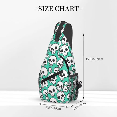 Skull Sling Bag Fashion Backpack Crossbody Gothic Shoulder Bag Halloween Bags Sport Daypack Cartoon Skull_Green3