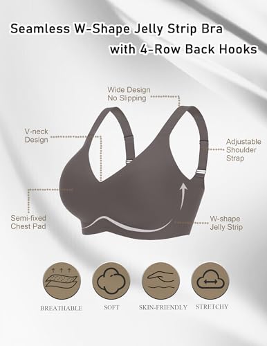 Image of Avidlove Bras for Women Seamless Bra Full Coverage T Shirt Bralettes V Neck Wireless Bra Comfortable Brassiere