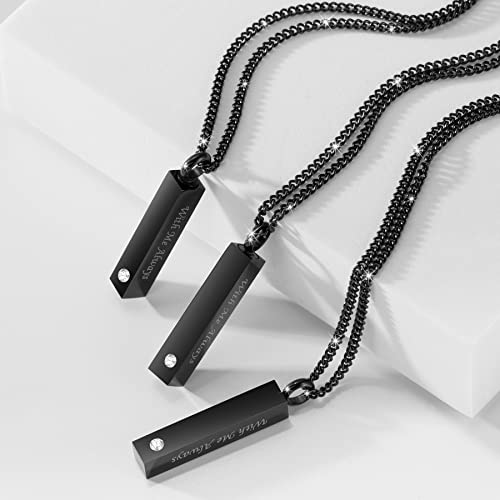 3 Pack Urn Necklace for Ashes Memorial Cremation Jewelry for Ashes, CZ Bar Urn Locket for Ashes Stainless Steel Urns Pendant Keepsake Jewelry with Words: With Me Always & Funnel Kit & Bag2