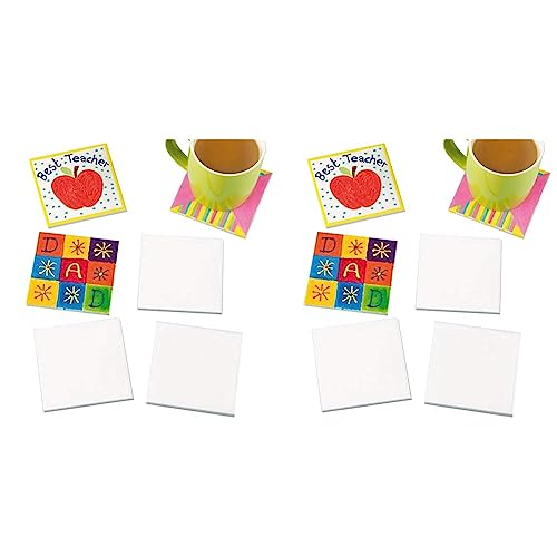 Baker Ross EK3336 Ross Keramik-Kacheluntersetzer zum Basteln (6 Stück) Untersetzer für Kinder zum Basteln, 9.5cmx9.5cm (Packung mit 2)