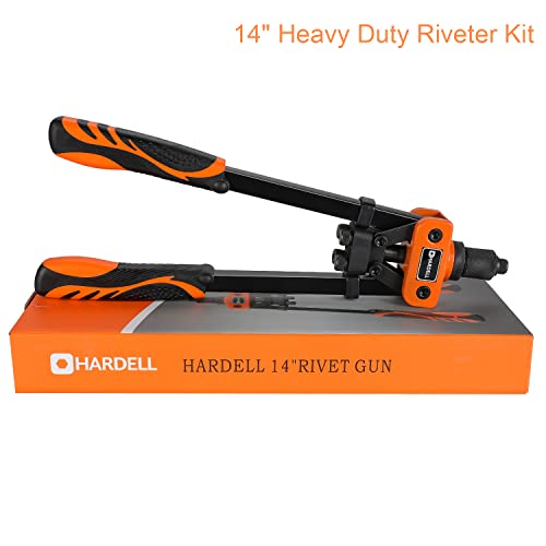Hardell Rivet Gun, 14" Manual Hand Riveter With 100 Pcs Rivets, Heavy Duty Riveter With 5 Nosepieces For Plastic Metal Leather Vehicle #TOP5
