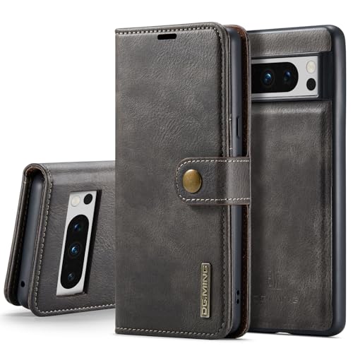 Étui Google Pixel 8 Pro cuir véritable gris avec porte-cartes