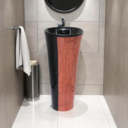 Image of Clay Plus TM Premium Ceramic's Designer Damru Pedestal Wash Basin Elegent Look Bathroom /Living room (TM21)