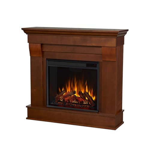 Real Flame Chateau 41” Electric Fireplace with Mantel for Living Room or Bedroom, Replaceable Fireplace Insert Heater, Realistic Log and Flame Effect, Remote Control, Timer