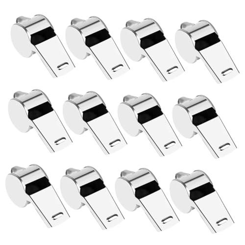 Pack de 12 silbatos de acero inoxidable con cordón miniatura 1
