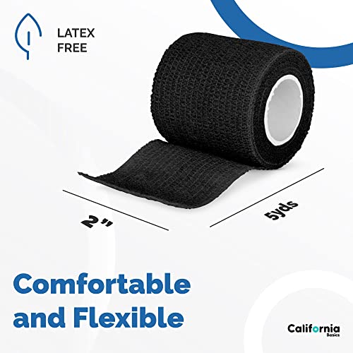 Image of Self-Adhesive Bandage Wrap - Suitable for All Sports - Breathable Athletic Tape for Wrists - Knee and Ankle - Self Adhesive Bandage- 2 Inch- 10 Pack - Black