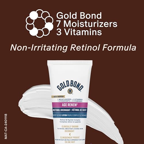 Gold Bond Age Renew Retinol Overnight Body & Face Lotion, 198g Tube, Visibly Tightens & Firms Skin, Hydrates & Moisturizes Face & Body, Formulated with Retinol and Peptide Complex - Image 5