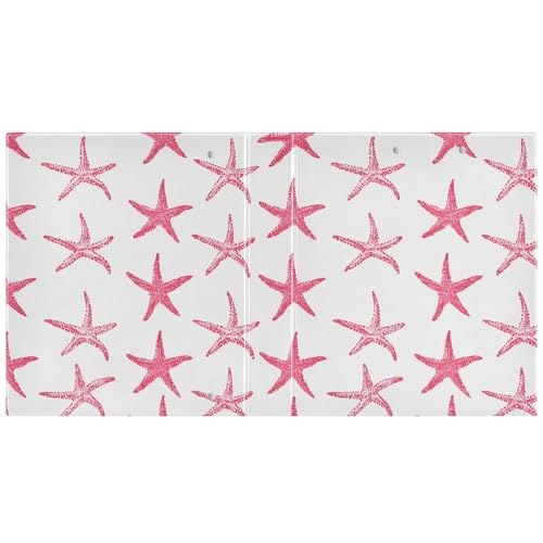 Image of Pink Starfish Nautical Coastal Ocean C 3 Ring Binder with 2 Interior Pockets 1.5 inch Binders 3 Ring Heavy Duty Fit 8.5 inch x 11 inch Letter Size for Office School, 2 Pack