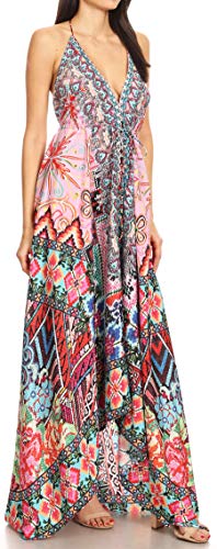 Image of Sakkas Lizi Womens Maxi High-Low Halter Handkerchief Long Dress Beach Party