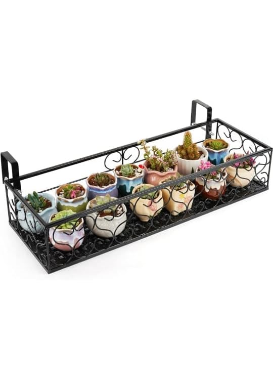 CROWN HANDICRAFTS flower pot stand for railing planter (BLACK LARGE) (B0CHB7T55G) Amazon Price History, Amazon Price Tracker