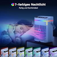 Mobile Klimaanlage, 4 in 1 Mini Klimaanlage mit Kühlen Nebel, Klimaanlage Mobil, klimagerät ohne abluftschlauch, Klimaanlage mobil mini mit 3 Stufen & 7 Farben Nachtlicht für Zuhause/Büro – Ansicht 5