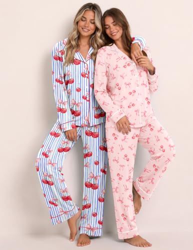 Womens Pajamas Set Button Up Pjs - image 7