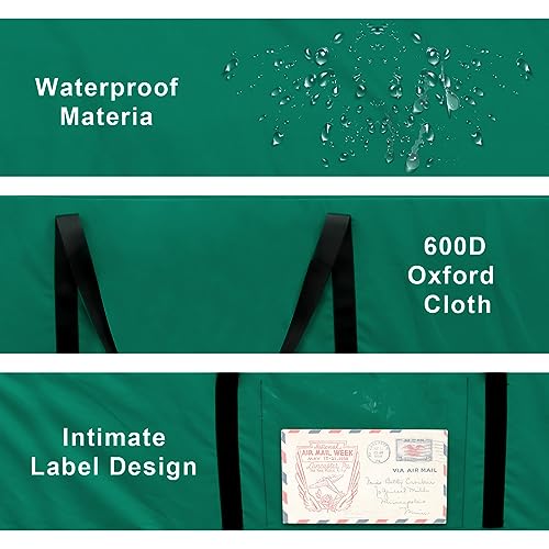Image of Christmas Tree Storage Bag 8 Ft Artificial Tree 600D Oxford Storage Bag | Waterproof Christmas tree storage bag (48x15x22in) Dual smooth zippers, reinforced handles & label pocket dust /moisture-proof
