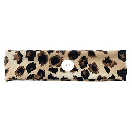 Preisvergleich Produktbild hangzhoushiJacob Elsie Damen Haarband mit Knopf Haarreifen Elastische Stirnband Leopard Drucken Stirnbänder Sport Fitness Haarschmuck rutschfest Headwrap für Outdoor(Leopard)