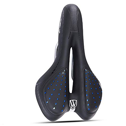 Selle de vélo VTT Noga en silicone et PU respirant noir bleu