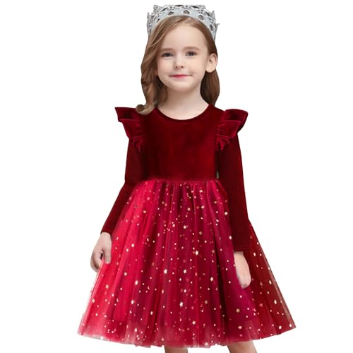 NNJXD Chicas Flor Cordón Princesa Vintage Vestido