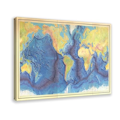 Carte du monde de l'océan Heezen Tharp tableau toile décoration murale