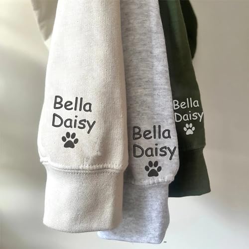 Personalized Dog Mom Mama Embroidered Sweatshirt Names On Sleeve, Custom Dog Mom Birthday Hoodie T-Shirt4